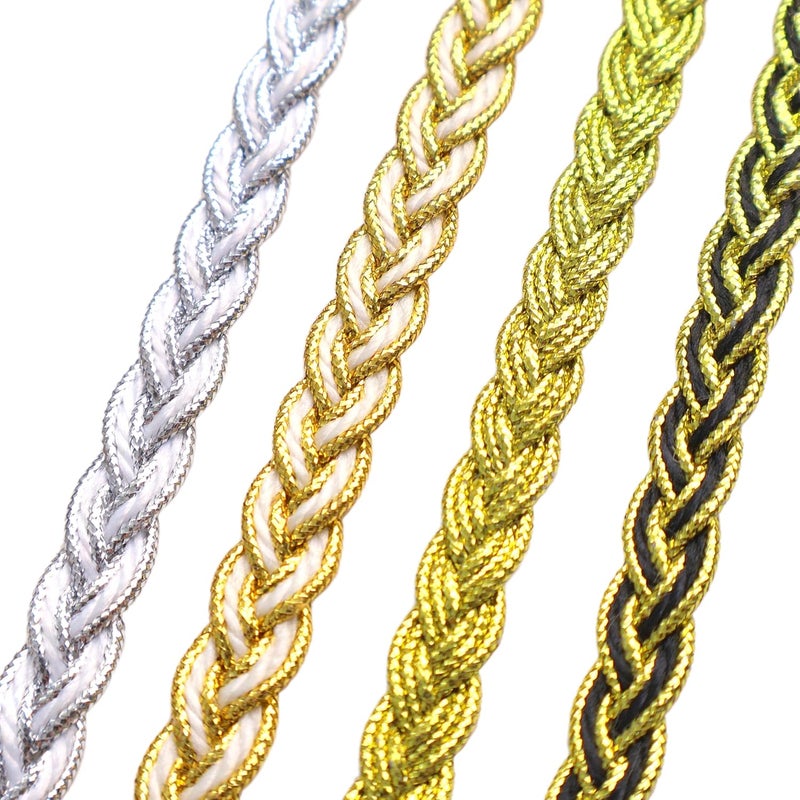 AIETSYEI Gold Trim Metallic Floral Gimp Braid Trim Lace 0.3" Wide x 12 Yards Centipede Edge for Craft & Decor (Slivery) - Image 4